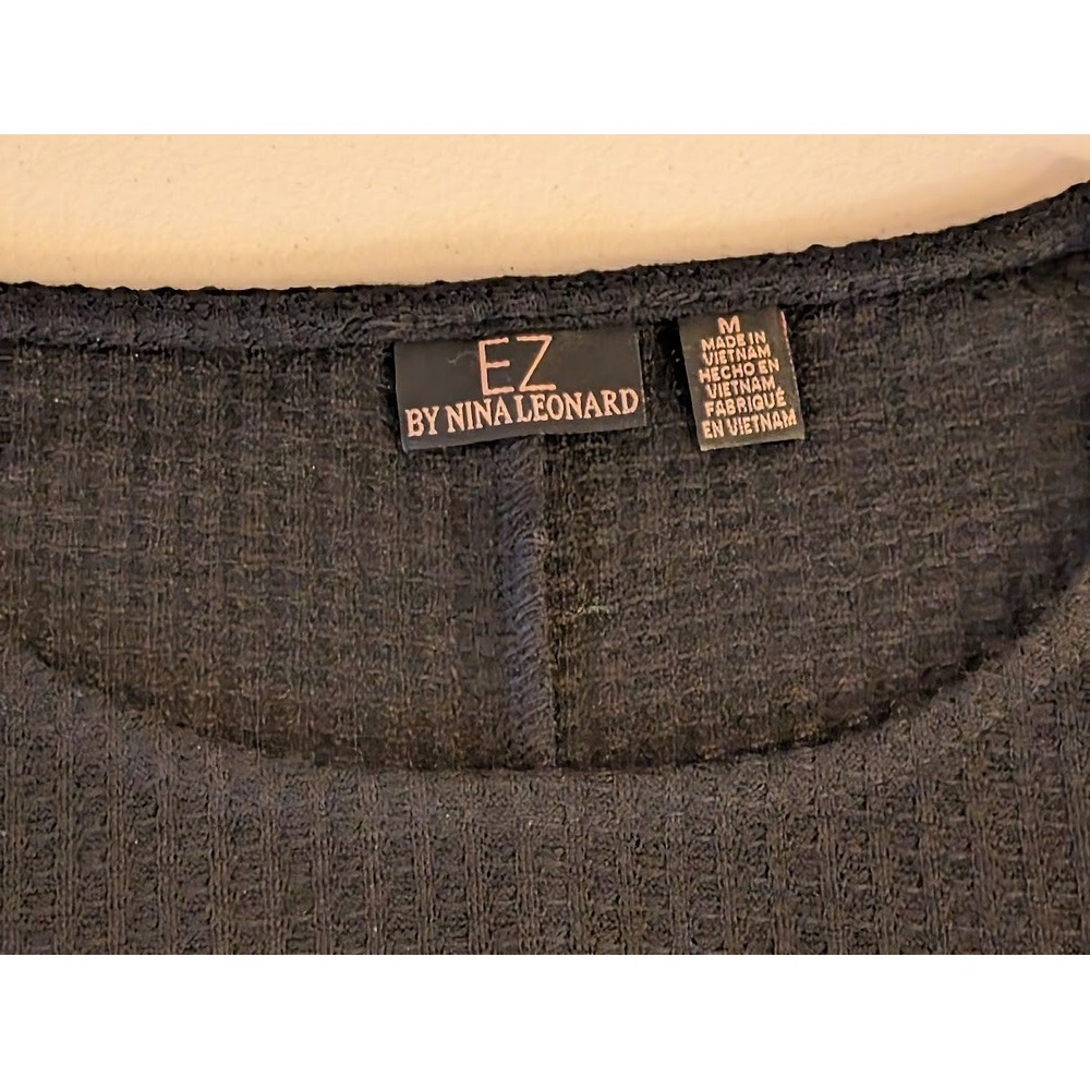 EZ by Nina Leonard Women's Black Textured Top Size M - New with Tags - Picture 5 of 5